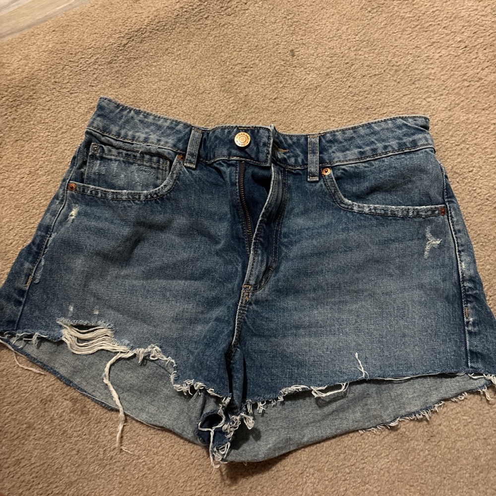 Garage Blue Jean Shorts Distressed Frayed Hem